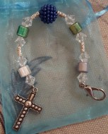 Cross Green Blue Scissorfob